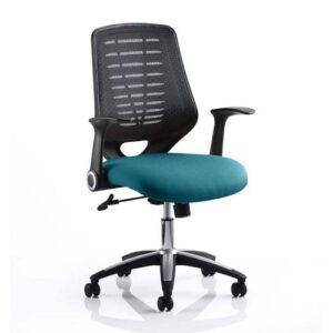 Relay Task Black Back Office Chair With Maringa Teal Seat