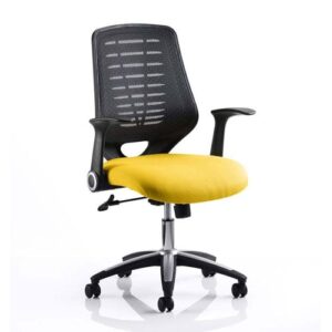 Relay Task Black Back Office Chair With Senna Yellow Seat