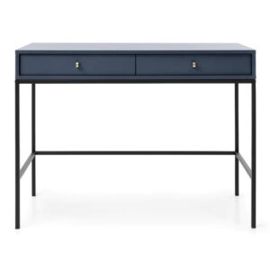 Malibu Wooden Computer Desk With 2 Drawers In Navy