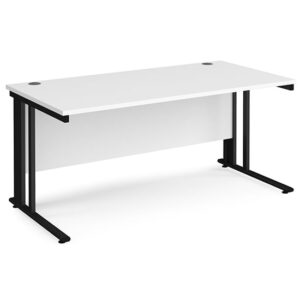 Melor 1600mm Cable Managed Computer Desk In White And Black