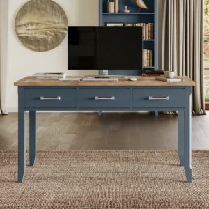 Sanford Wooden Computer Desk With 3 Drawers In Blue