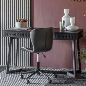 Bahia Wooden Laptop Desk With 2 Drawers In Black