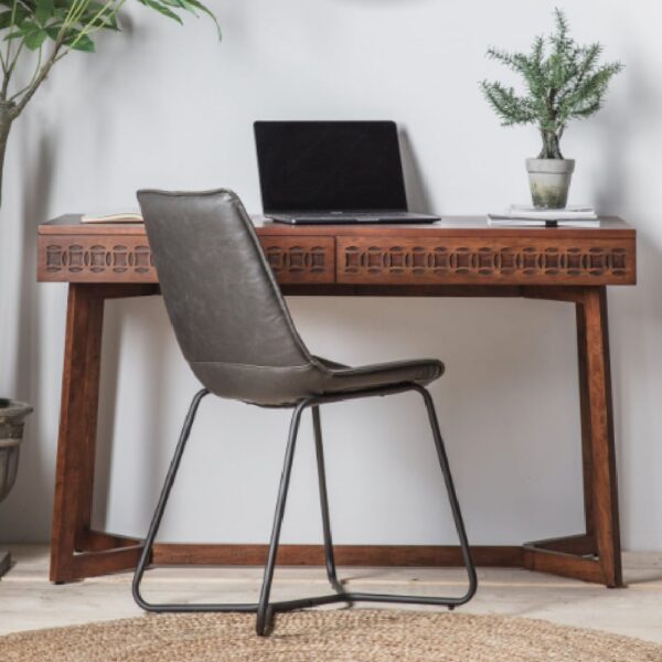 Bahia Wooden Laptop Desk With 2 Drawers In Brown