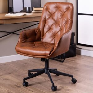 Elmont PU Leather Home And Office Chair In Brandy