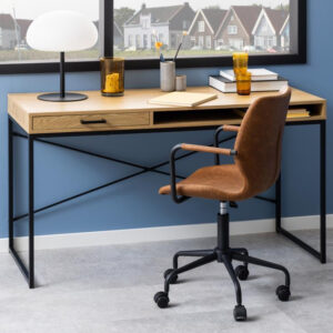 Salvo Wooden Laptop Desk With 1 Drawer 1 Shelf In Matt Wild Oak