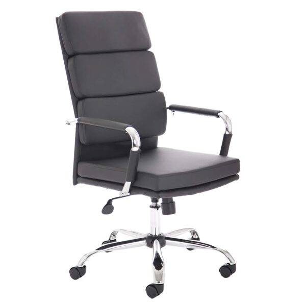 Abingdon Leather Office Chair With Chrome Arms In Black