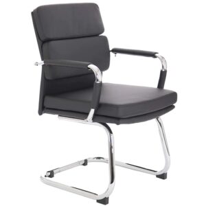 Abingdon Leather Office Chair With Chrome Legs In Black