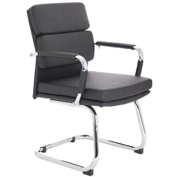 Abingdon Leather Office Chair With Chrome Legs In Black