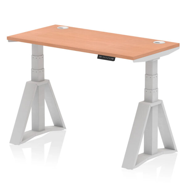 Troy 120cm Wooden Adjustable Laptop Desk With Silver Foot In Beech