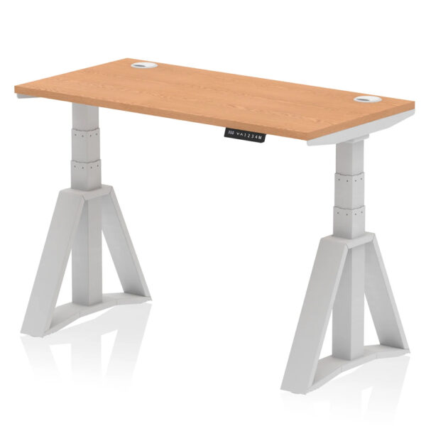 Troy 120cm Wooden Adjustable Laptop Desk With Silver Foot In Oak