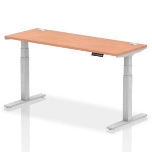 Troy 160cm Wooden Adjustable Laptop Desk With Silver Legs In Beech