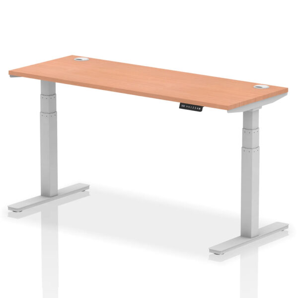 Troy 160cm Wooden Adjustable Laptop Desk With Silver Legs In Beech