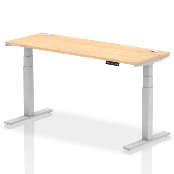 Troy 160cm Wooden Adjustable Laptop Desk With Silver Legs In Maple