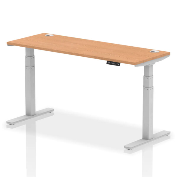 Troy 160cm Wooden Adjustable Laptop Desk With Silver Legs In Oak