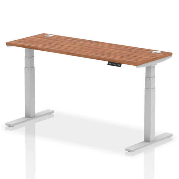 Troy 160cm Wooden Adjustable Laptop Desk With Silver Legs In Walnut