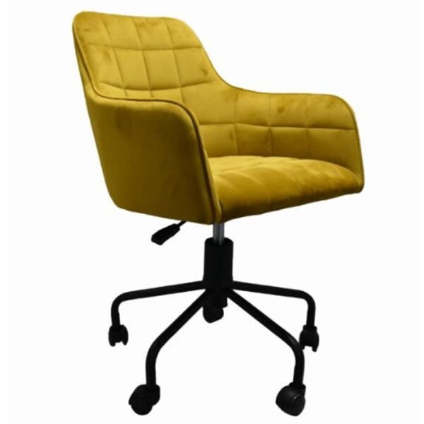 Vernal Velvet Swivel Home And Office Chair In Mustard