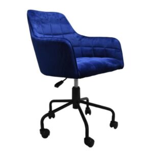 Vernal Velvet Swivel Home And Office Chair In Navy