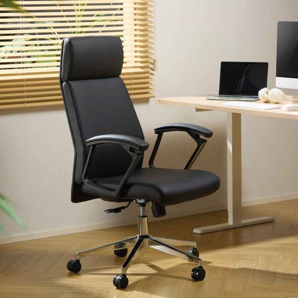 Alpine Faux Leather High-Backed Home And Office Chair - Black