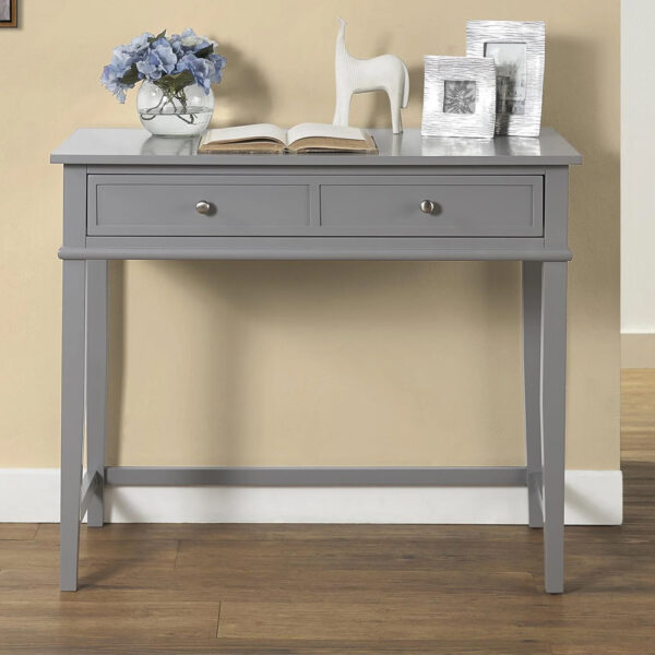 Franklyn Wooden Laptop Desk With 2 Drawers In Grey